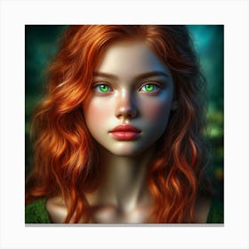 Red Haired Girl With Green Eyes Canvas Print