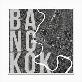 Bangkok Mono Street Map Text Overlay Square Canvas Print