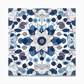 Blue Floral Pattern 1 Canvas Print