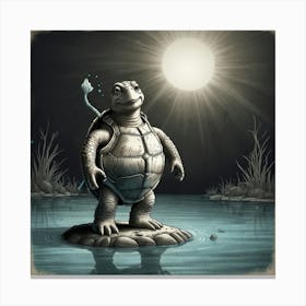 Turtle In The Moonlight 1 Canvas Print