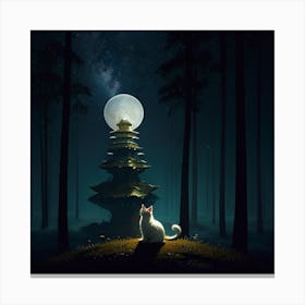 Cat In The Moonlight Canvas Print