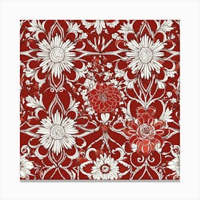 Red And White Floral Pattern 3 Canvas Print