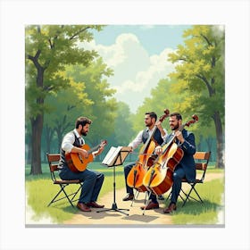 Romanian Musicians Performing In English Parks, Watercolor Effect 1 Canvas Print