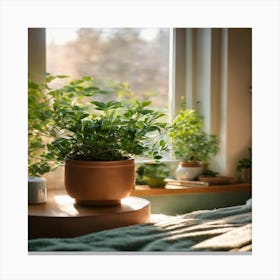 Bedroom With Plants 2 Canvas Print