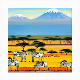 Zebras In The Savannah Canvas Print