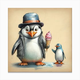 Ice Cream Penguins Canvas Print