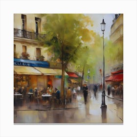 Paris Cafes.City of Paris. Cafes. Passersby, sidewalks. Oil colours.9 Canvas Print