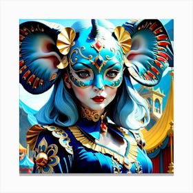 Circus Girl With Elephant Mask Canvas Print