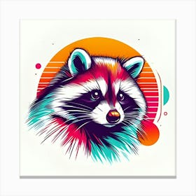 A Sketch Of A Raccoon In Bright Colors And Minimalist Composition Canvas Print