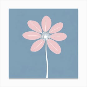 A White And Pink Flower In Minimalist Style Square Composition 130 Canvas Print