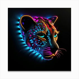 Neon Leopard Head 1 Canvas Print