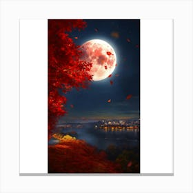 Full Moon In Autumn Canvas Print