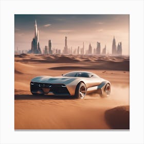 Futuristic Car In The Desert Canvas Print