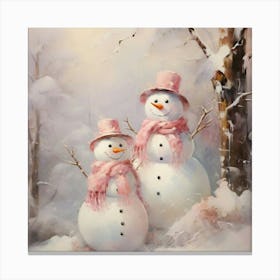 Snowman Couple Canvas Print