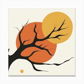 Sun And A Tree Branch Abstract Drawing Canvas Print