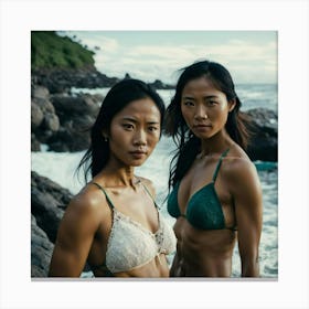 Two Asian Women In Bikinis Canvas Print