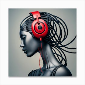 Woman With Headphones 54 Canvas Print