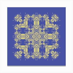 Ornate Motif Blue And Yellow Canvas Print