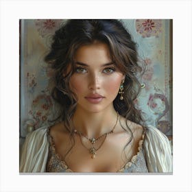 Portrait Of A Beautiful Young Woman Canvas Print
