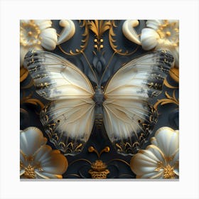 Butterfly And Flowers 3 Canvas Print