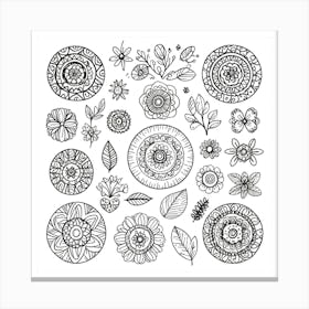 Doodles In Black And White Line Art 5 Art Print 0 1 Canvas Print