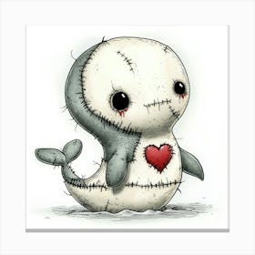 Patchwork Cartoon Baby Whale 2 Lienzo