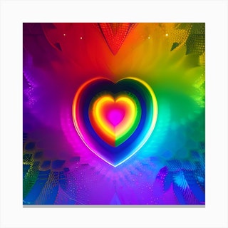 Paint a rainbow abstract painting on a heart shaped canvas – Mont