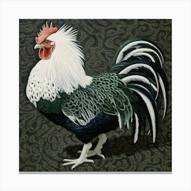 Ohara Koson Inspired Bird Painting Rooster 3 Square Canvas Print