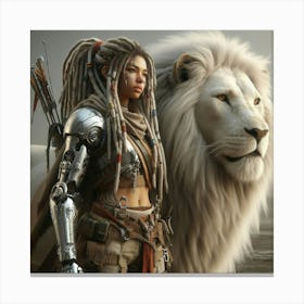 Girl With A Lion Canvas Print