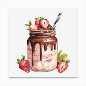 Strawberry Ice Cream In A Jar 3 Canvas Print