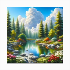 Lake In The Forest Canvas Print