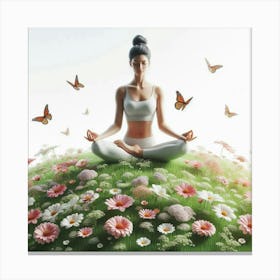 Meditating Woman With Butterflies 1 Canvas Print