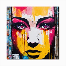 Urban Fusion Expressive Wall Art Featuring Street Inspired Canvases With Airbrushed Elements, Acrylic & Oil Paintings, Stencils, Spray Paint, Abstract Lines, Splashes, Graffiti, And Colorful Newsp (1) Canvas Print