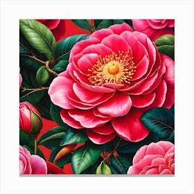 The Camellia Sonata: A Floral Symphony Canvas Print