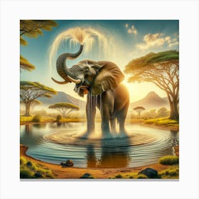 Elephant In The Savannah Canvas Print