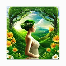 Woman With Green Hair 1 Canvas Print