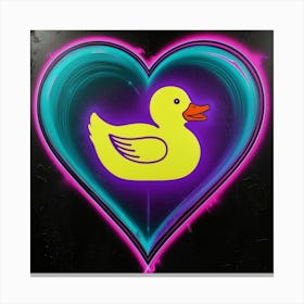 Duck In A Heart 2 Canvas Print