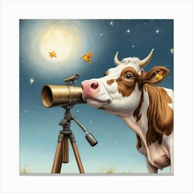 Cow With Telescope 6 Canvas Print