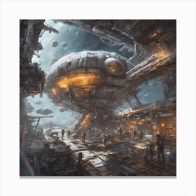 732943 A Space Station, With Spaceships Coming And Going, Xl 1024 V1 0 Canvas Print