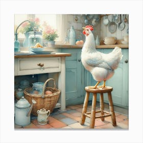 Chicken In The Kitchen 1 Canvas Print