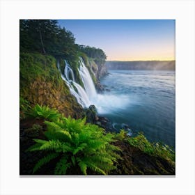 Ferns And Waterfalls Canvas Print