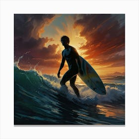 Surfer At Sunset 11 Canvas Print