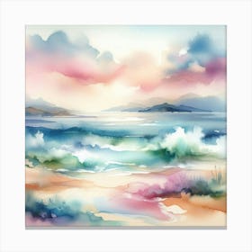 Own a Dreamy Beachscape: Abstract Watercolor Painting. Canvas Print