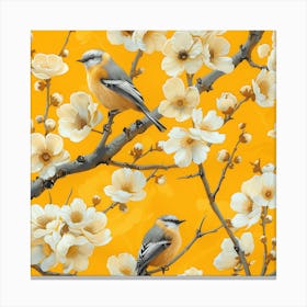 Two Birds On A Branch Canvas Print