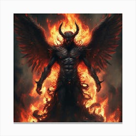 Demon In Flames 4 Canvas Print