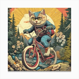 Cat Riding A Bike 1 Canvas Print