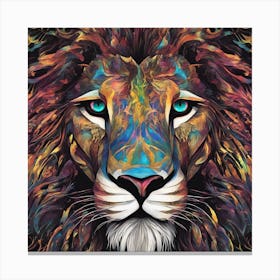 Mesmerizing Lion With Luminous Eyes On A Profound Black Background Canvas Print