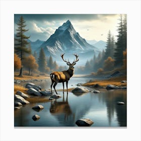 Deer In The Forest Canvas Print