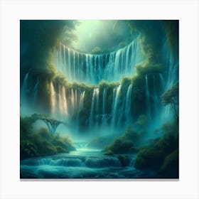 Waterfall In The Forest 90 Toile