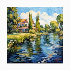 Secluded Harmony: Brushstroke Ballet of Riverside Shades Canvas Print